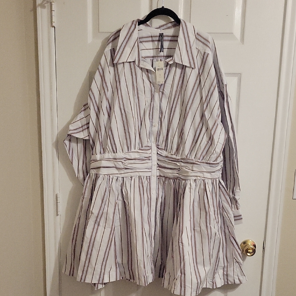 Anthropologie Striped Mini Dress - White and Purple
